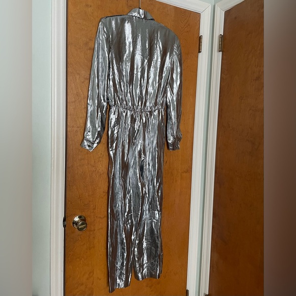 Vintage Silver Metallic Jumpsuit Caron Chicago Size 10 - Picture 2 of 8